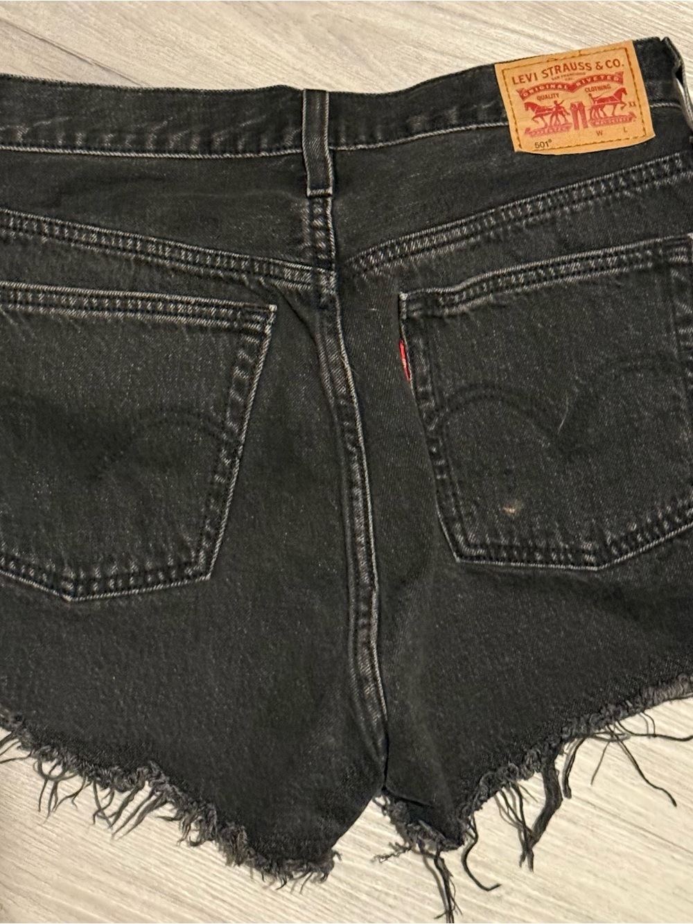 Levi's Black Frayed High-Rise Denim Shorts
